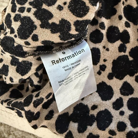 Reformation Margot Skirt Bengal Leopard Brown Mini Slit Size 0 - Picture 6 of 6